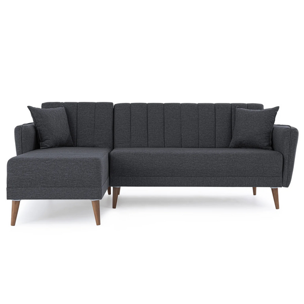 Gozos - Mammo Sitzgruppe L-Sofa | Bettfunktion Couch besteht aus Leinenstoff | Wohnzimmermöbel Dekorative und Comfortable Sofa mit Schlaffunktion und Holzbein | 225 x 115 x 85 cm